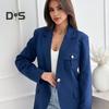Women Suit Coat Lapel Long Sleeve Flap Pockets Suit Jacket Solid Color Single Button Office Lady Outwear
