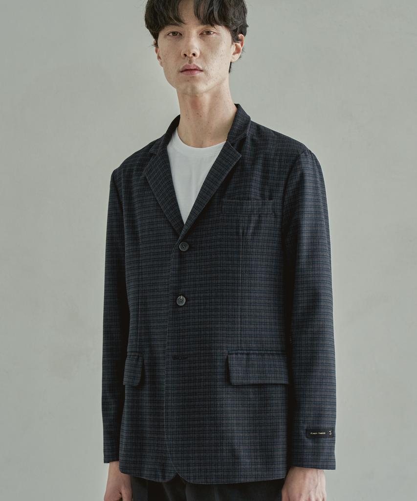 Trip Le Sens Basic Check Single Blazer_Navy Brown