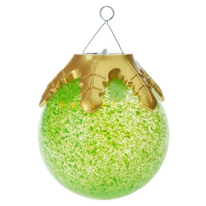 KX4B Cracked Plastic Christmas Sphere Decorations With Metal Snowflake Auto Off LED