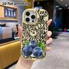 Phone case: 2D flat design suitable for iPhone 18 17 16 15 14 13 Pro protective case, couple style, fresh blueberry, Christmas and Halloween gifts