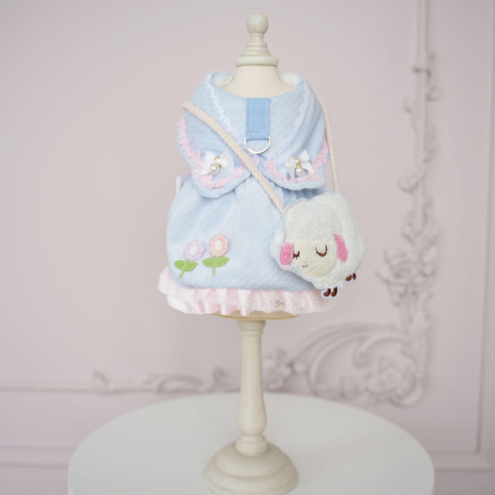 

Милый ошейник для питомца с цветочным принтом, овечья куртка-рюкзак, юбка для собак, осенне-зимняя коллекция, парки для собак Bichon Dog, куртка, одежда для собак маленьких собак XL