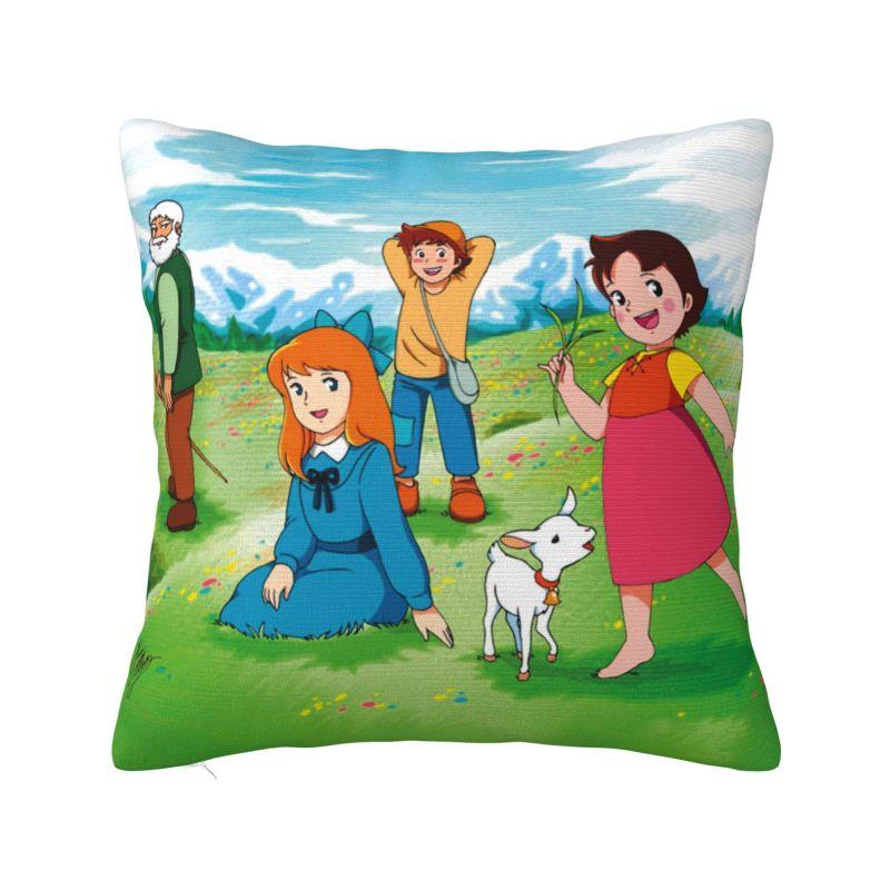 Heidi Peter And Grandpa Family Cushion Cover Soft Alps Mountain Pillow Case Sofa Car Square Pillowcase Living Room Decoration