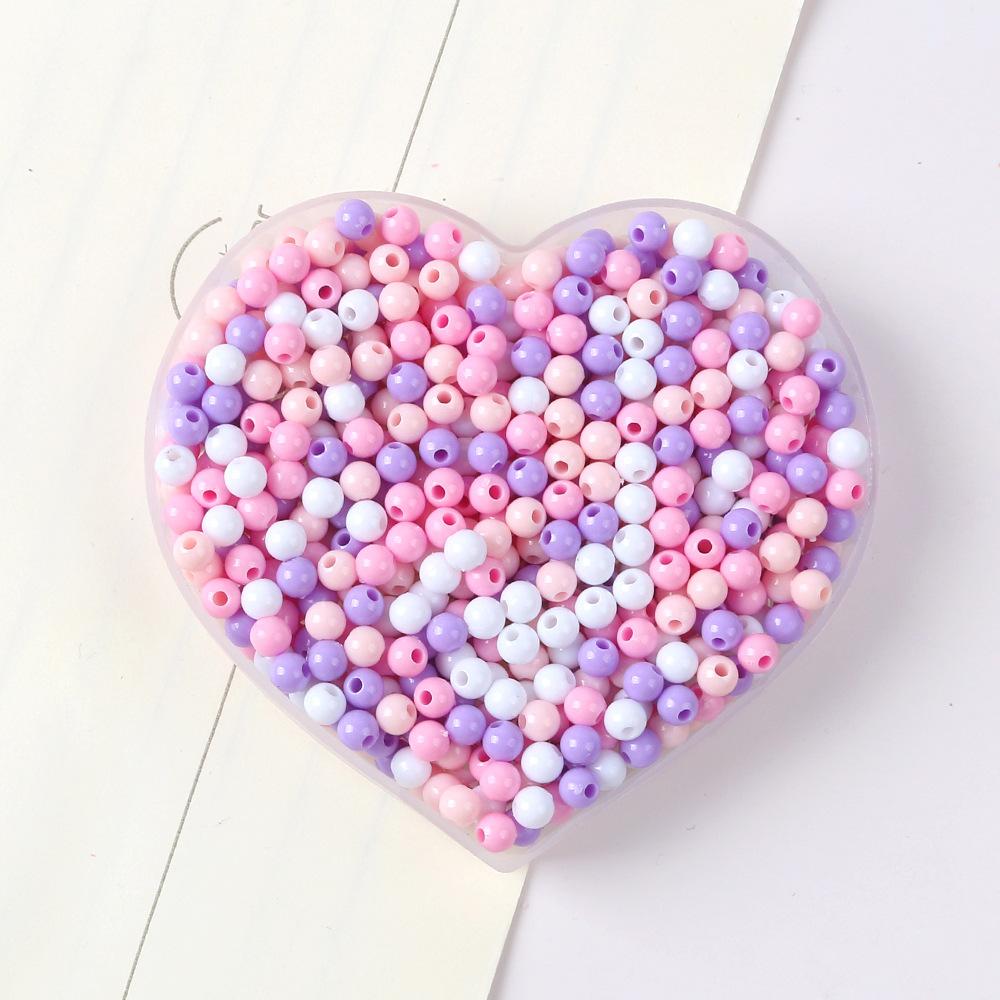 42-Color Acrylic Solid Color Round Beads Rice Beads Handmade Diy Beaded Loose Beads Bracelet Necklace Jewelry Material 3/4Mm