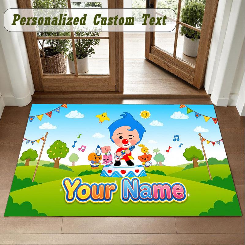 Crystal Velvet Square Rug Custom NameEl Payaso Plim Plim Pattern Non Slip Home Floor Decor Rug