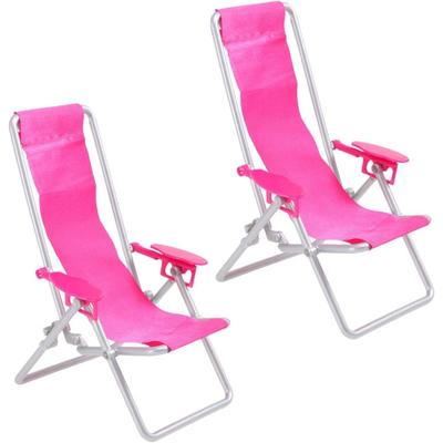 2 Stück Mini-Klapp-Strandstühle für Kinder, Puppenhausmöbel, Modellzubehör, Miniatur-Klapp-Liegestuhl-Spielset