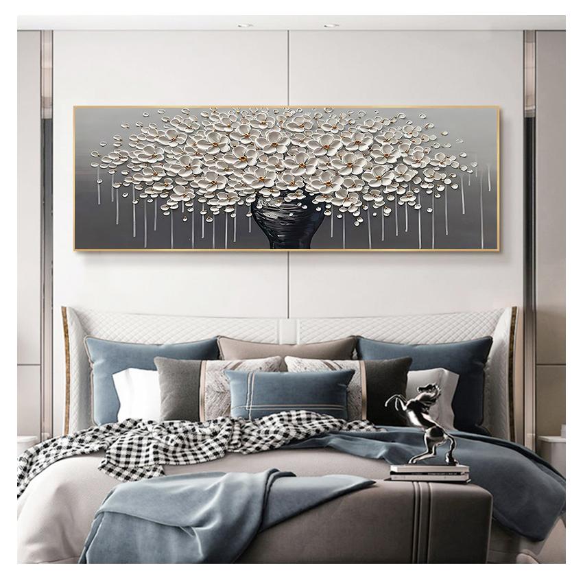 Abstraktes Geldbaum-Blumen-Ölgemälde auf Leinwand Heimwanddekor Kunstbild für Wohnzimmer Geschenk Modern Handgemalt Groß Gold