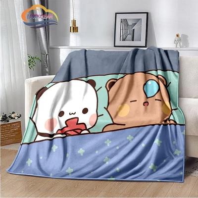 Cartoon Print Bear and Pa Blanket Cute Bubu Dudu Series S Warm Flannel Soft Comfortable Home Bed#
