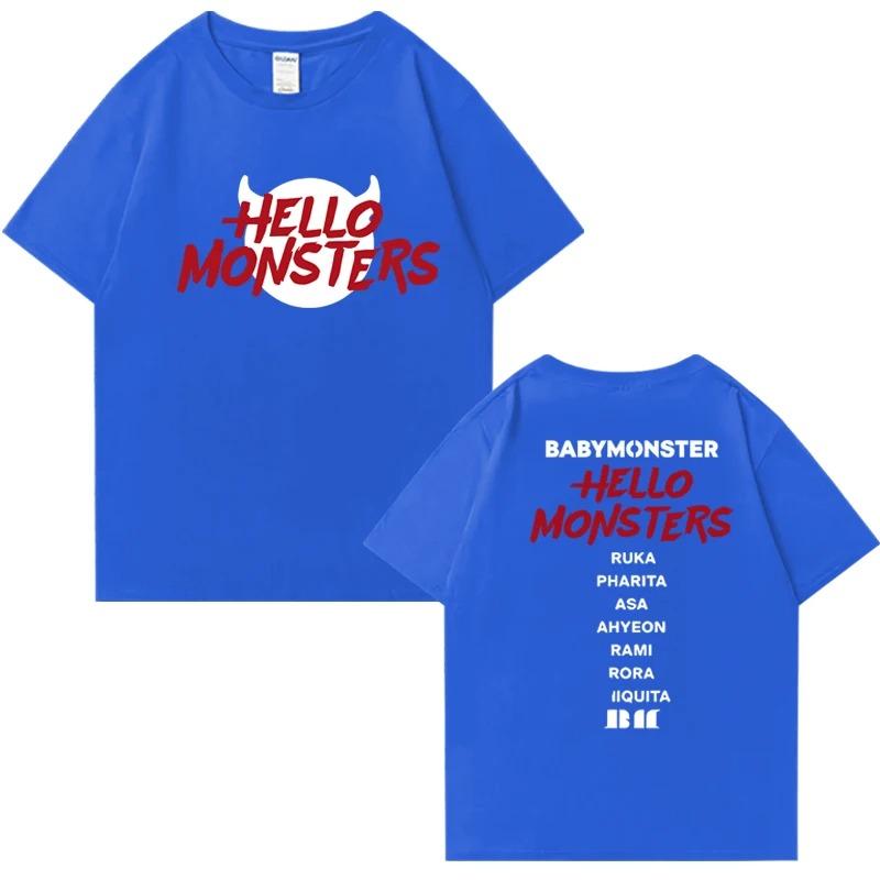 Popolari Magliette Babymonster Hello Monsters World Tour 2026 Nuove Unisex Vintage Abbigliamento in Cotone Uomo Donna Maglietta a Maniche Corte