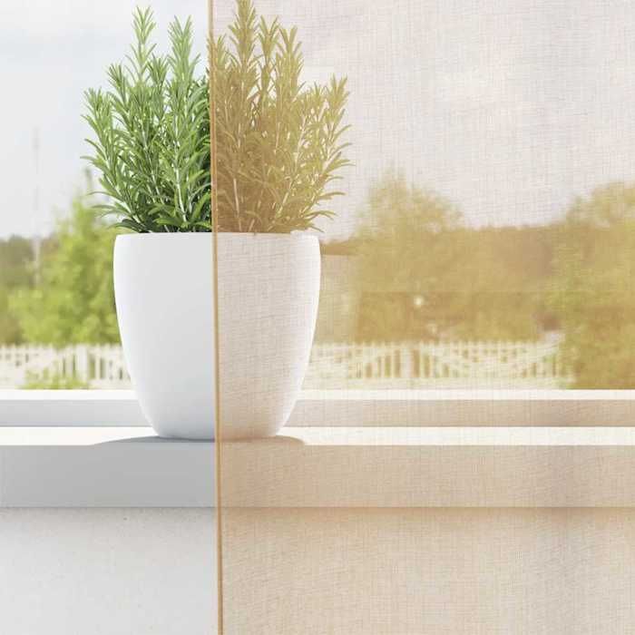 VidaXL Rideaux en voile avec passe-tringles 2 pcs sable, rideau en filet, rideau transparent, voile de fenêtre, traitement 4102218