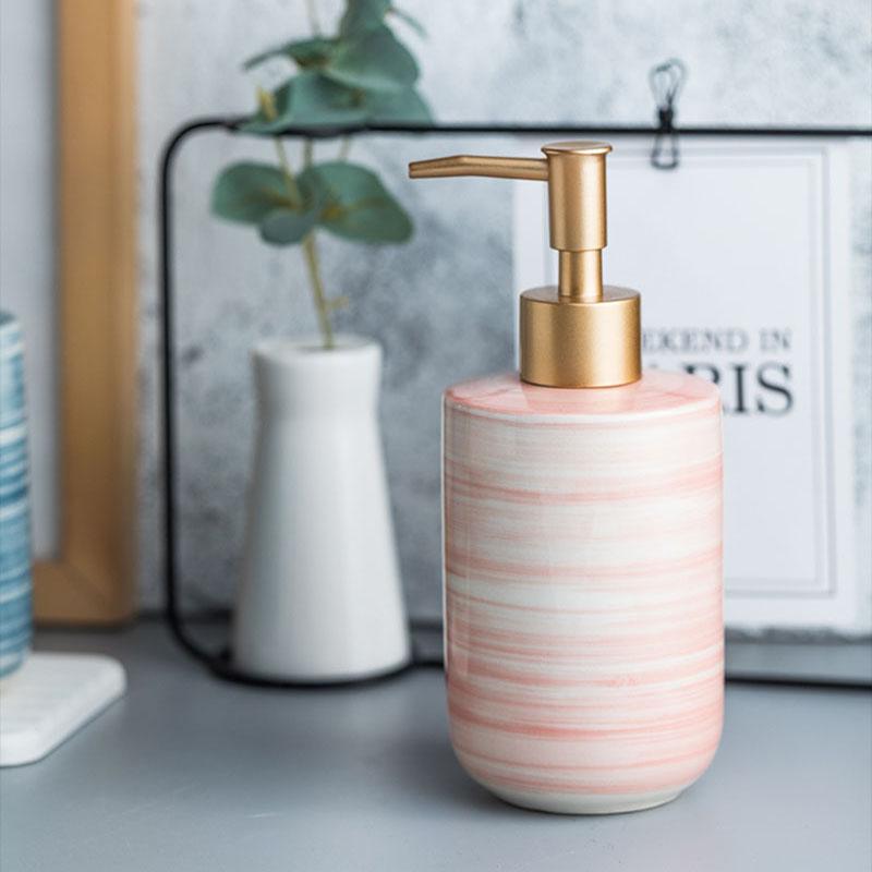 Creative Color Bathroom Soap Bottle Ceramic Round Shampoo Bottle Apartment Hotel  Lotion Pump Bottle Hand Toilet Soap Bottle