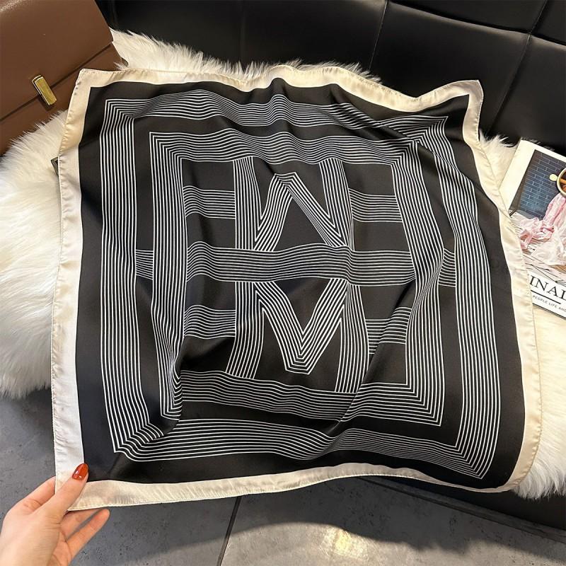 70x70cm Lightweight Silk-Look Square Scarf Women French Chic Hair Band Office Accessory Viscose 96%