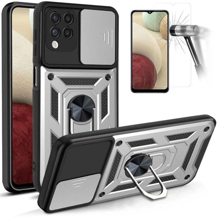 Pack de Protection pour Téléphone - PROSHOP - Samsung A12 - Coque Rigide - 2 Verres Trempés - Style Armée