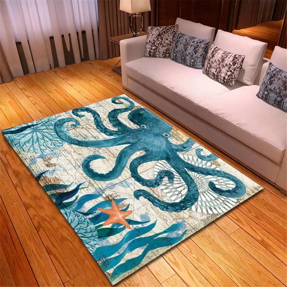 3D Octopus Monster Kinderkleed – Antislip Speelkleed voor Woonkamer, Slaapkamer, Keuken, Leuke Vloermat Home Decoratie voor Kinderen 80x120cm(31x46in)