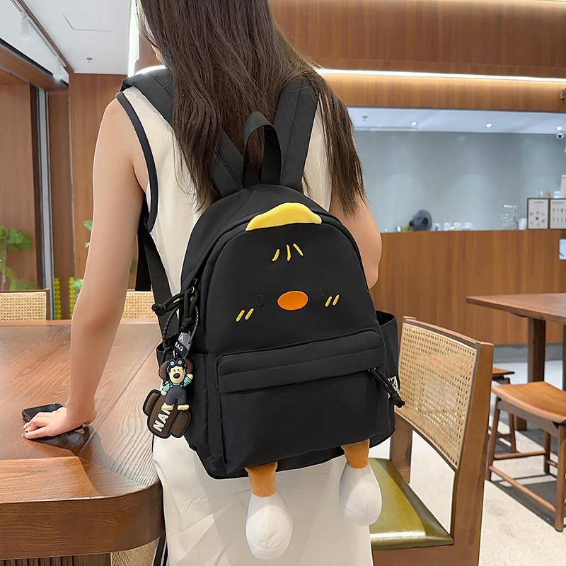 Kawaii Duck Backpack With Soft Nylon Material And Zipper Closure For Travel