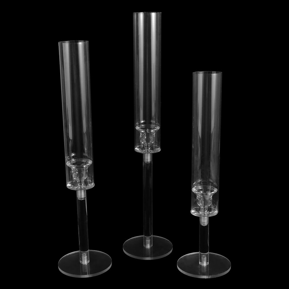 3 Pcs/set Party Decoration Acrylic Crystal Candle Holders Clear high quality Candlestick delicate Centerpieces Wedding Party