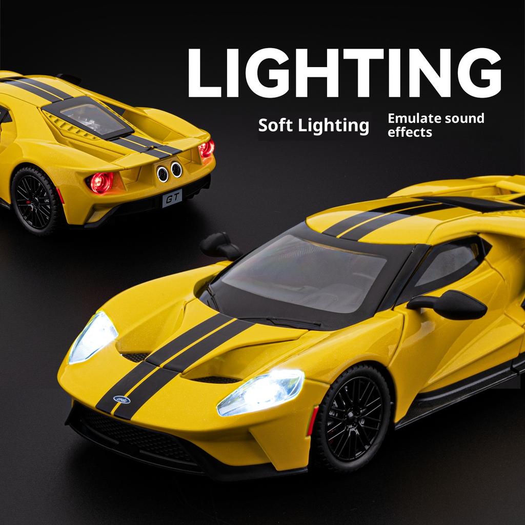 Large 1/24 Ford GT Car Model Alloy Simulation Supercar Collection Ornaments Children's Toy Car Boy Holiday Gift