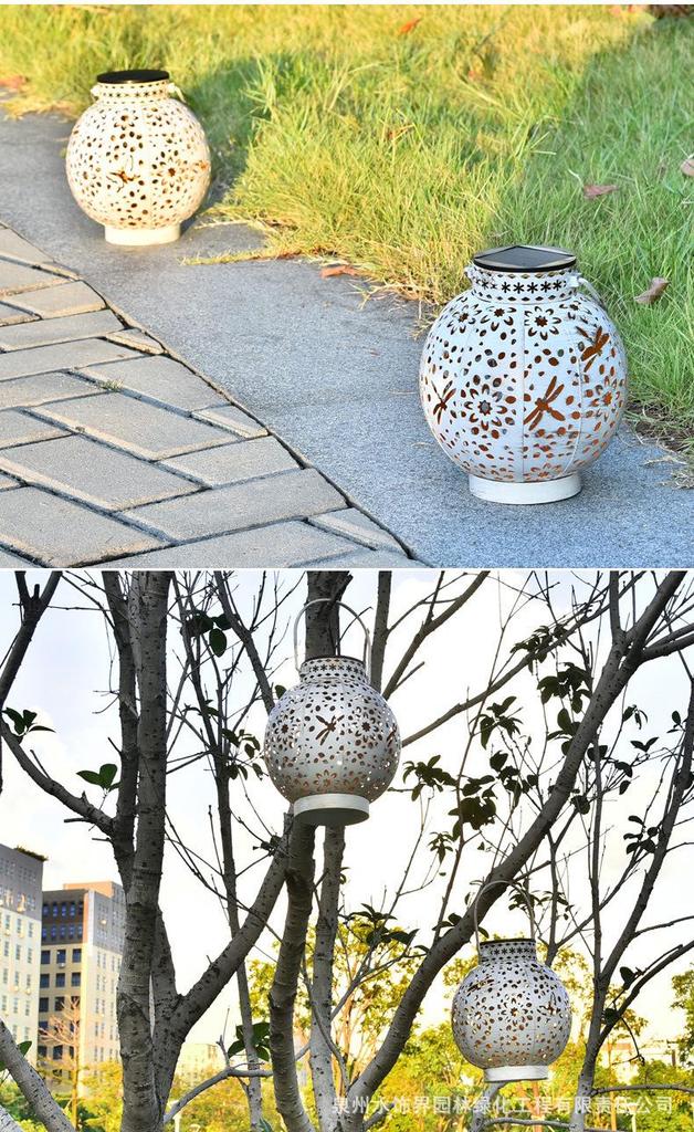 Solar-Powered Iron Tree Lamp: Decorative Outdoor Hanging Lantern