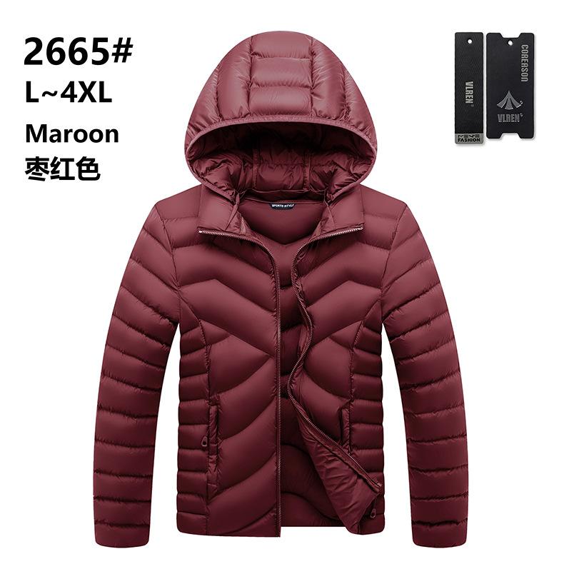 

Winter new casual men s solid color warm cotton-padded clothes fashion trend striped hooded jacket L червоний