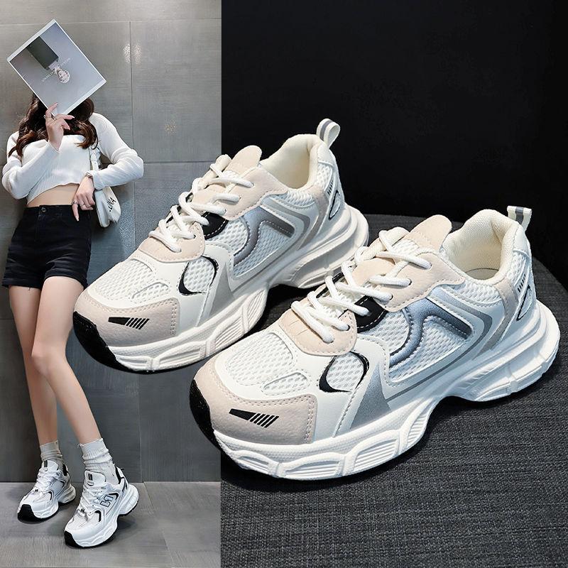 Mesh Breathable Dad Shoes Women's 2025 Spring and Summer New Thick-soled Heightening Running Shock Absorption Lightweight Casual Sports Shoes