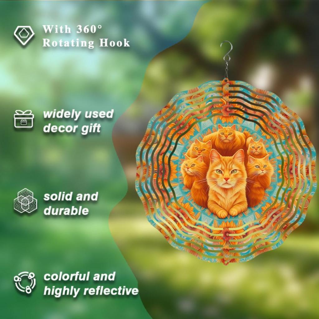 10 Inch Hanging Wind Chime with Dynamic Rotating Design 360 Degree Hook for Spring Summer Garden Decoration Enhancing Space Vitality