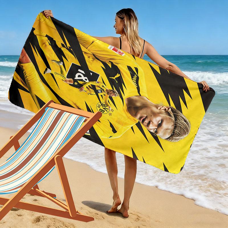 Haaland Power Print Beach Towel, Large Soft Quick Dry Towel for Beach Camping Swimming