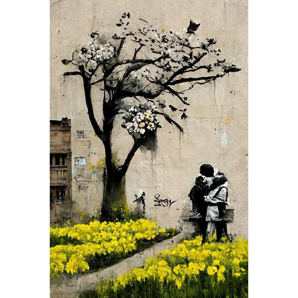 Pop Street Graffiti Wall Art Poster Banksy Ragazzo Ragazza con Palloncino su Tela Poster Stampe Pittura Soggiorno Decorazione Casa Regali