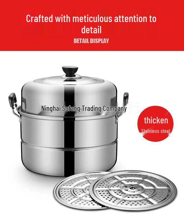 Large Dual-Layer Stainless Steel Steamer & Soup Pot for Induction and Gas Stoves