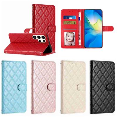 Gestepptes Muster Kunstleder Brieftasche Hülle für Samsung Serie.Galaxy A12 A15 A17 A26 S20 S21 S22 S23 S24 S25... 360° Schutz mit Kartenfächern & Ständer