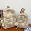 Schoolbag, College Student Backpack, High School Girl High School Girl, Stylish Korean Style Plaid Travel Backpack, Middle School Student Large 