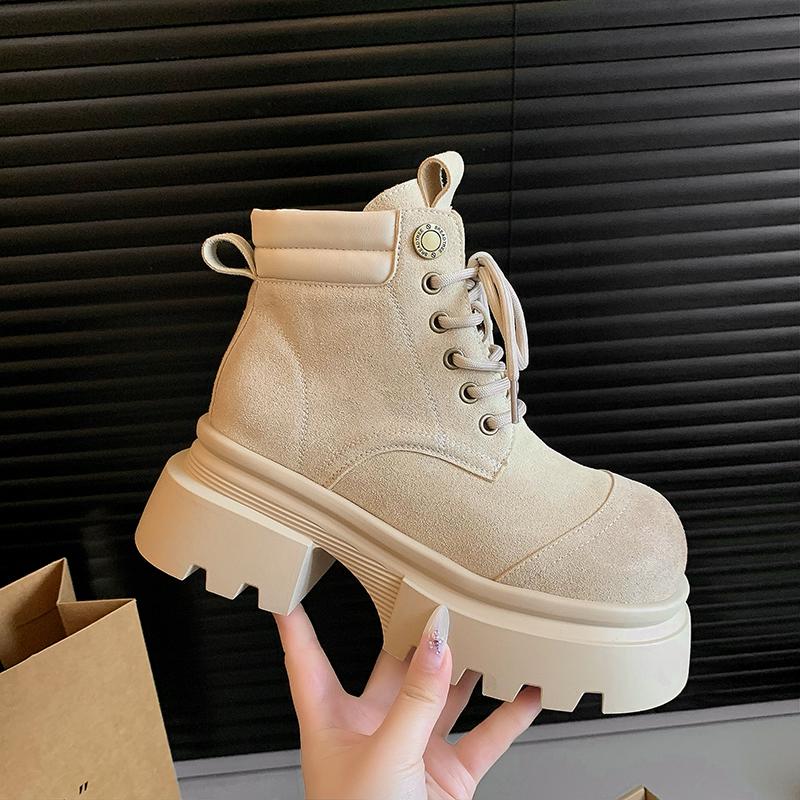 Fashion Fashion New Platform Women's Ankle Boots Fashion Ladies Thick Sole Round Toe Boots Short Boots Winter Motorcycle Boot 2024