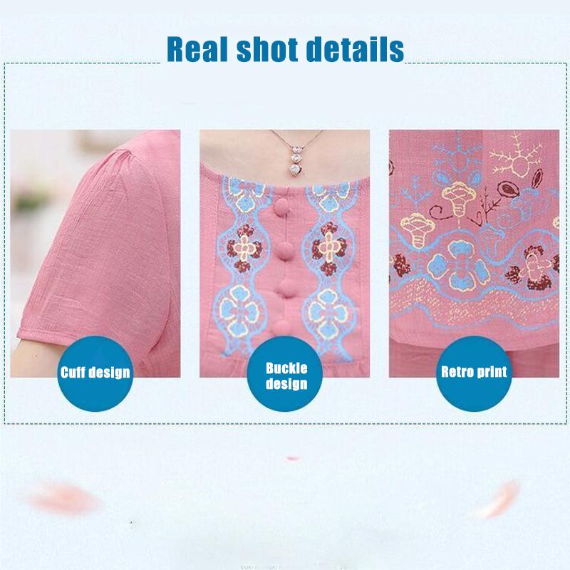 Pajamas for Women, Summer Short Sleeved Set for Middle-aged Mothers Two-piece Set for Home Wear, Can Be Worn Externally