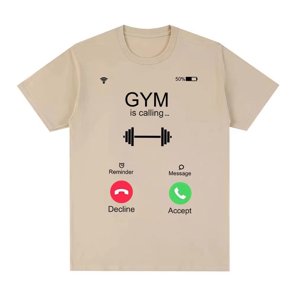 Incoming Call Gym Is Calling Funny TShirt Unisexs Women Fashion Casual Tshirt Cotton Loose Short Sleeve T Shirts Tops Streetwear