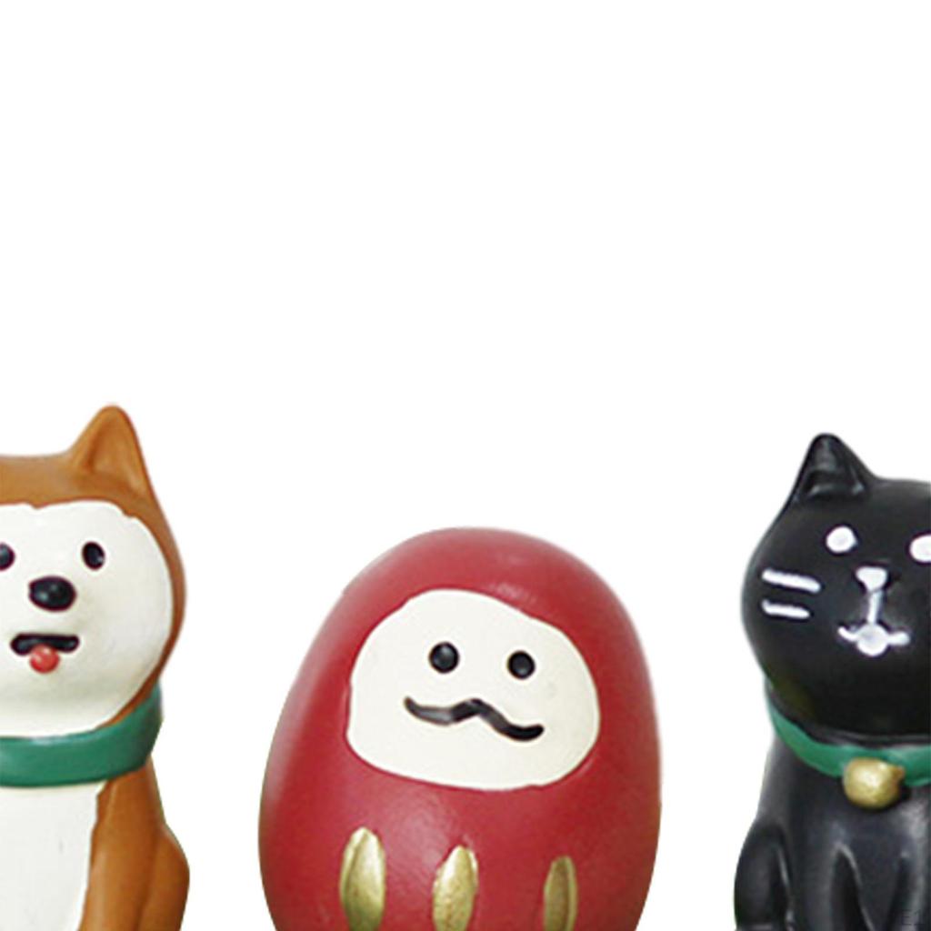 3Pcs Resin Figurine Animal Statue Housewarming Bookshelf Dharma Birthday Gift Decorative Collectible