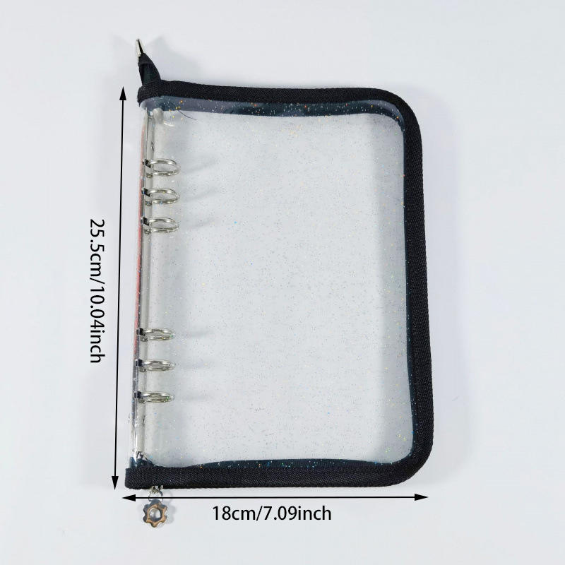A5 6 Ring Binder Notebook with Zipper Pockets Photocard Holder Binder Sleeves Book Polaroid Small Card Photo Album