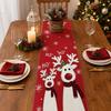 Reindeer Christmas Table Runner Santa Snowman Xmas Table Flag Christmas Tablecloth  Kitchen