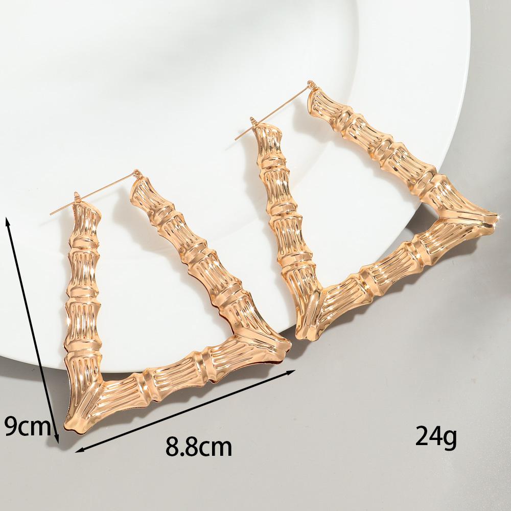 HipHop Gold Sliver Color Bamboo Round Hoop Earrings for Women Statement Big Circle Heart Star Geometric Earings Party Jewelry