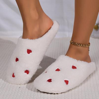 Pantofole di Cotone da Donna, Nuove Pantofole di Cotone da Interno per Autunno e Inverno, Pantofole Domestiche Calde in Pile con Suola Morbida a Forma di Cuore