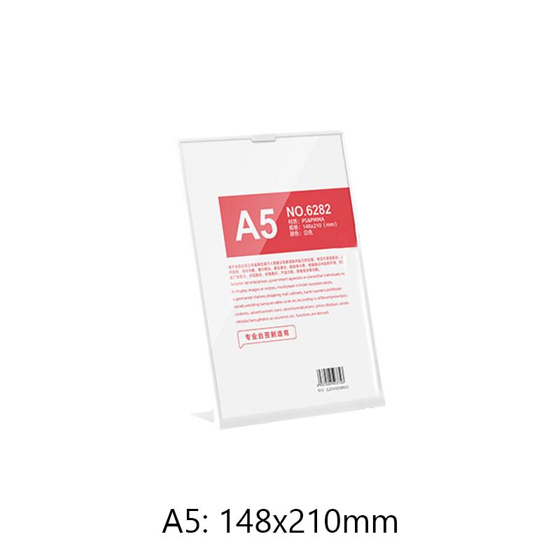 Acrylic Table Card Display Board A4 A5 A6 L-Shaped Table Sign Price Card Billboard Stand Picture Poster Art Display Frame Empty