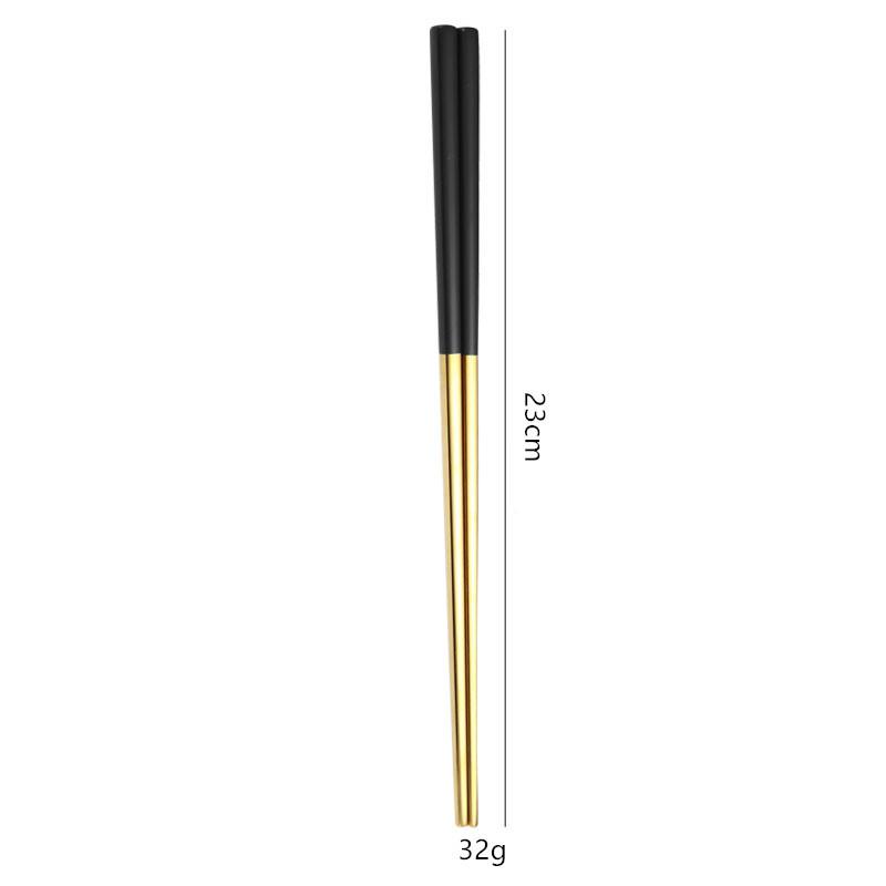 Square 23cm 304 stainless steel chopsticks, anti slip and heat-resistant hollow household chopsticks, sushi chopsticks
