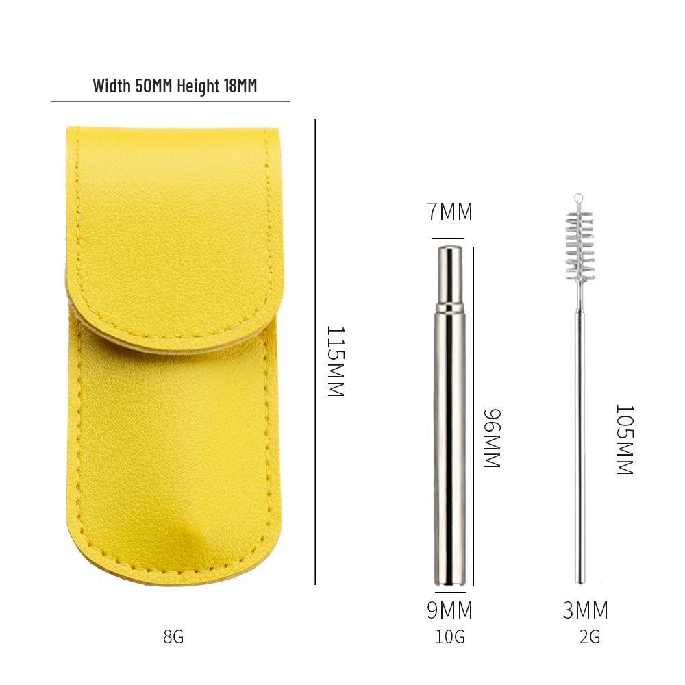 304 Stainless Steel Foldable Telescopic Straw with Brush - Outdoor Gift Tableware