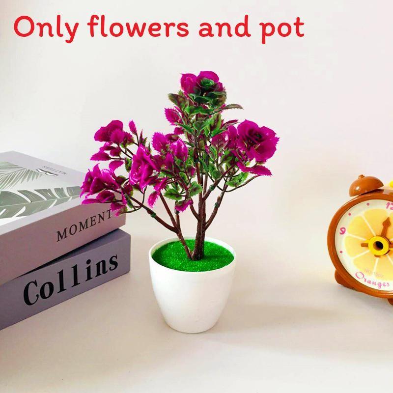 Plastic Multicolor Simulation Rosa Chinensis  Artificial Flower Potted Plants