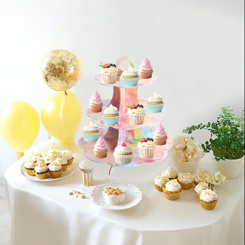 Three-Tier Disposable Dessert Stand for Cakes and Pastries - Birthday Party Display