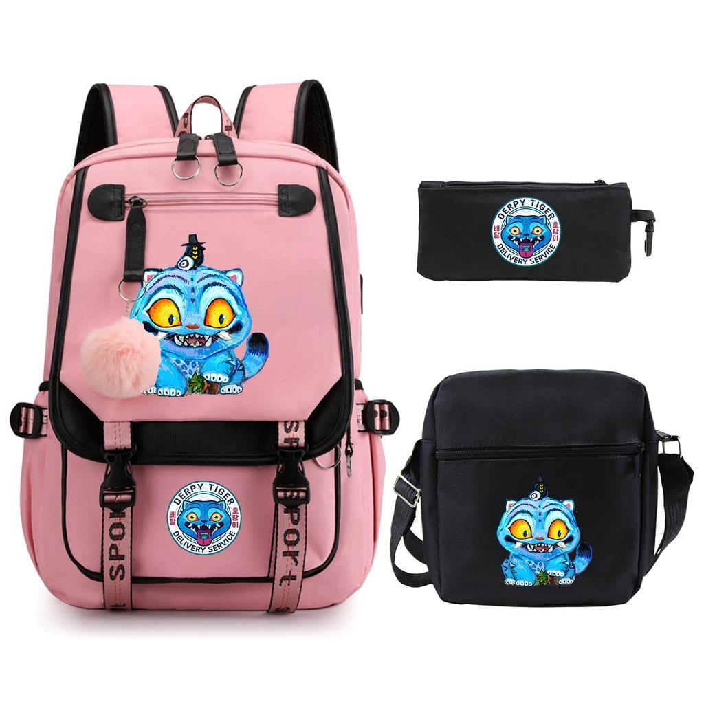 Witch Hunters Cartoon Peripheral Printing Children's Backpack Cross-border New Student School Bag Three-piece Shoulder Bag Pencil Bag
