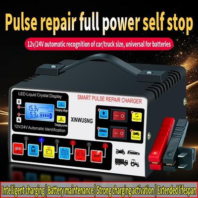 12V/24V Intelligentes Impuls-Autobatterieladegerät aus reinem Kupfer - Automatische Vollladung & Reparatur