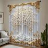 2pcs Elegant Floral Curtains with Gold Accents  Light-Filtering Rod Pocket Design  Ideal for Living Room Bedroom Kitchen and Study