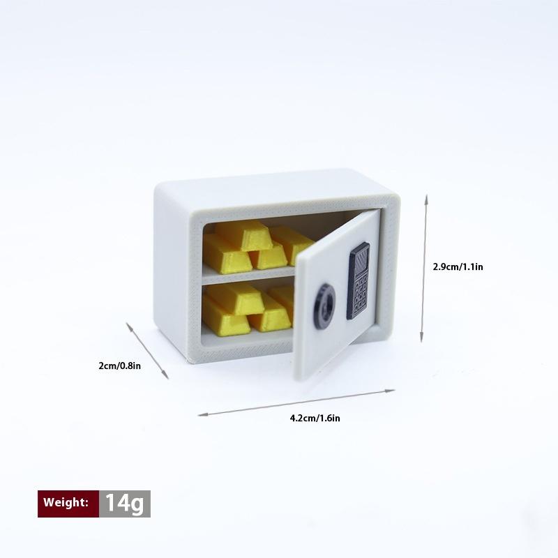 1 Set 1/12 Scale Dollhouse Gold Bar Safe Mini Model Simulation Miniature Password Safe Storage Cabinet Home Scene Decoration