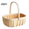 Reinforced Handle Organizer Handmade Woven Wood Storage Basket, Oval with Handle, Hand Utility Basket Large Capacity Bin for Kitchen And Home