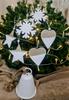 Wooden Heart Pendant 6.5X7.8Cm 2 Pcs White