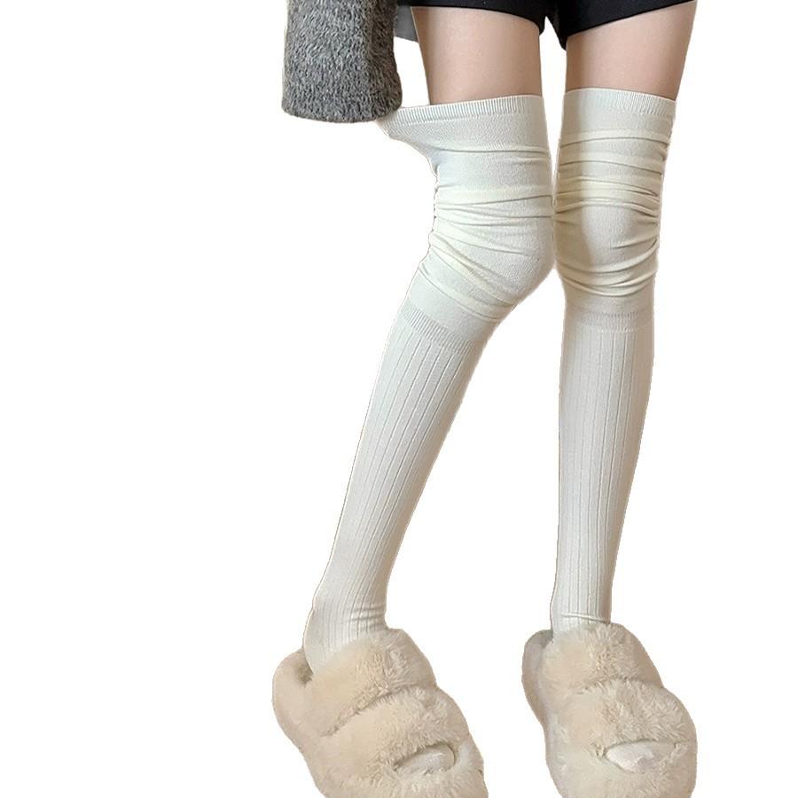 Socks for Women with Boots Long Tubes Over-knee Socks White Spring and Autumn Thin Stockings Piled Up Socks Jk Stockings