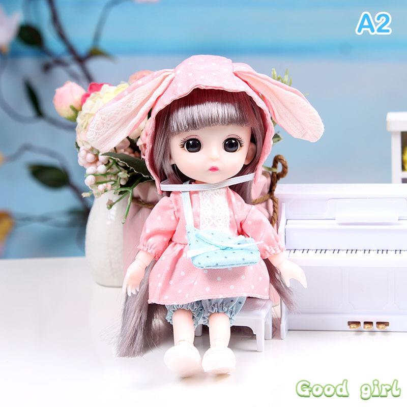 New 16 Cm Bjd Mini Doll Movable Joint Girl Baby 3D Big Eyes Beautiful Diy Toy Doll With Clothes Dress Up 1/8 Fashion Doll